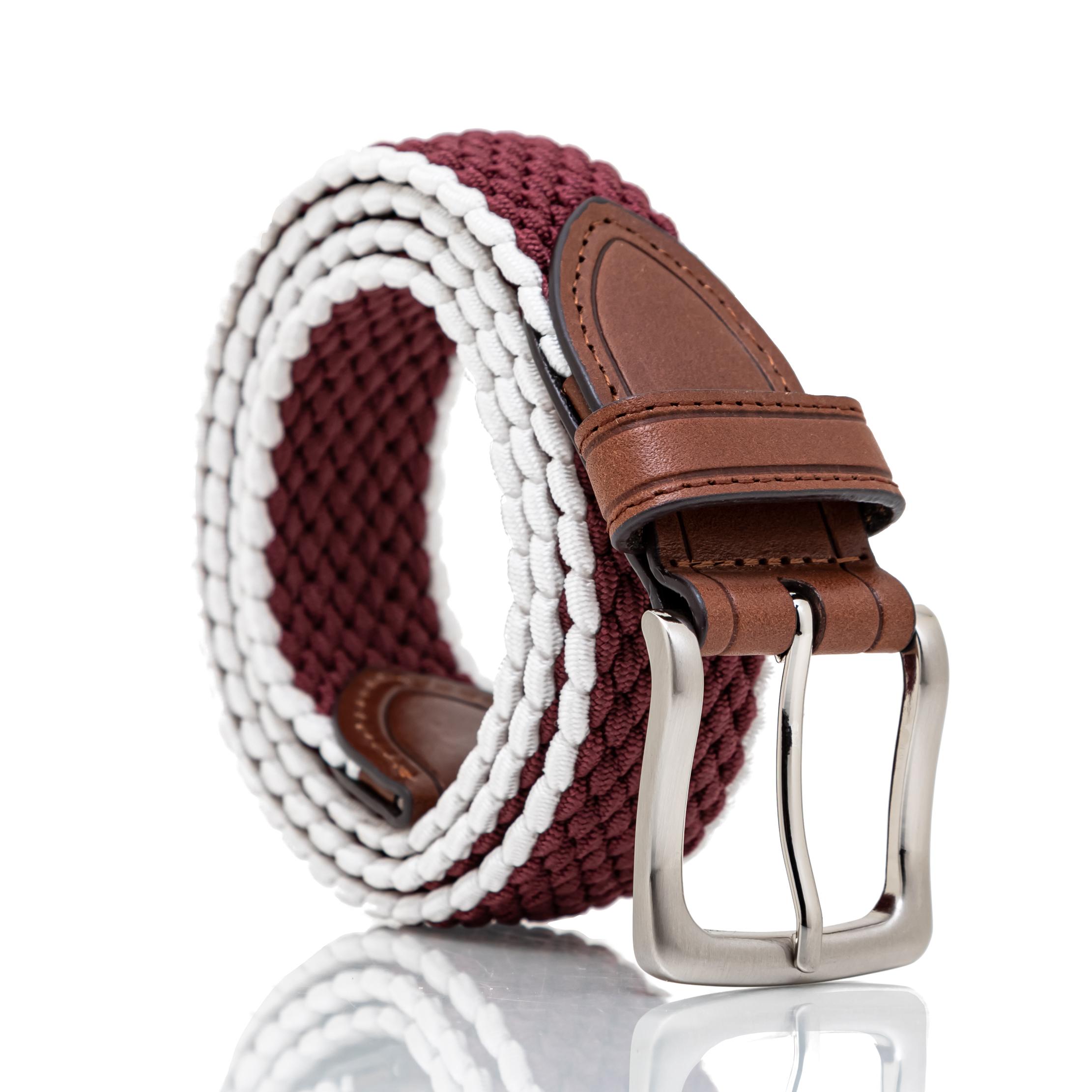 Crimson & White Woven Stretch Belt