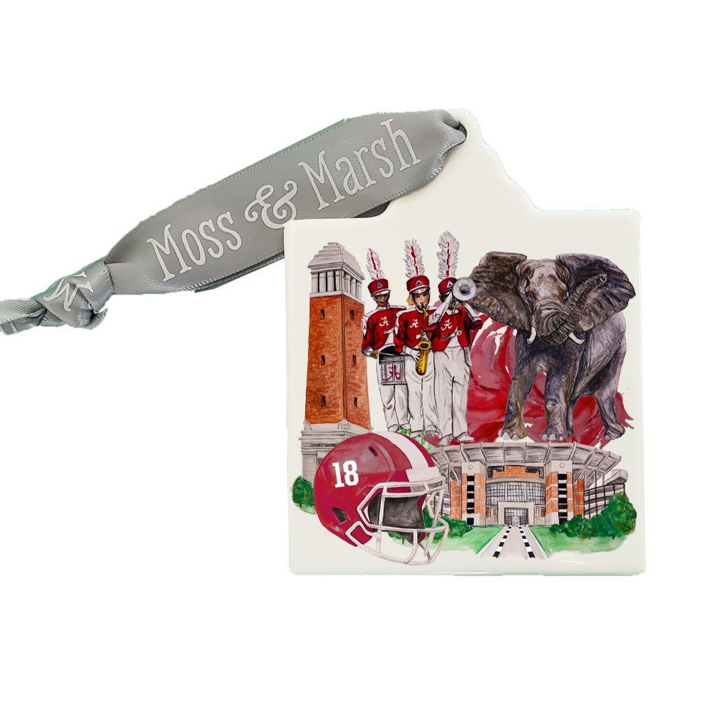 Alabama Watercolor Porcelain Ornament