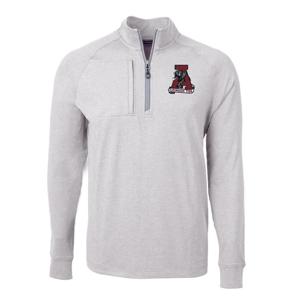 Alabama Cutter & Buck Vault Elephant Ecopique Knit Heather 1/4 Zip Pullover