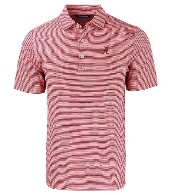 Alabama Cutter & Buck Eco Forge Double Stripe Polo