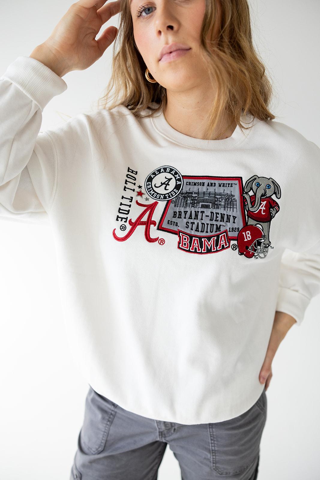 Alabama Gameday Social Layered Patch Lantern Sleeve Crew