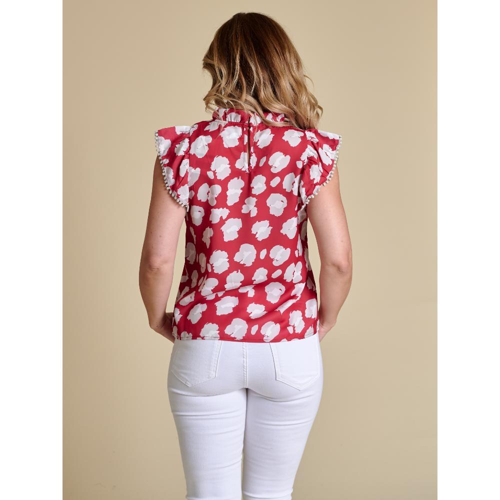 Crimson And White Stewart Simmons Poly Ruffle Sleeve Blouse
