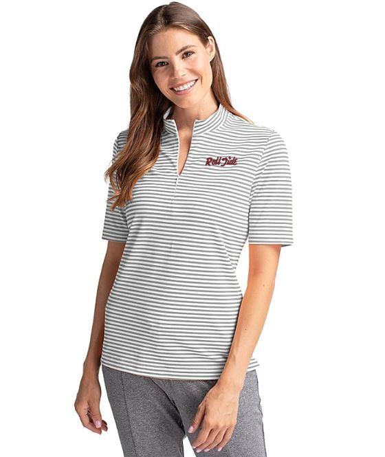 Alabama Cutter & Buck Roll Tide Script Women's Eco Pique Stripe Top