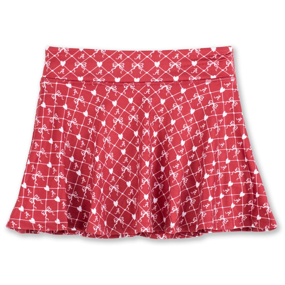 Alabama Zoozatz YOUTH Hearts and Bows Flowy Skort