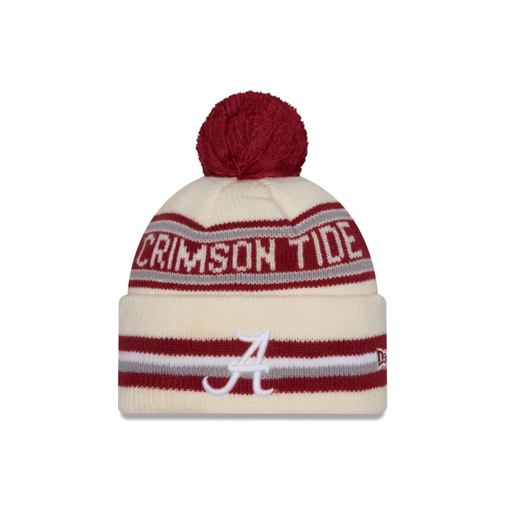 Alabama New Era Striped Cuff Pom Beanie
