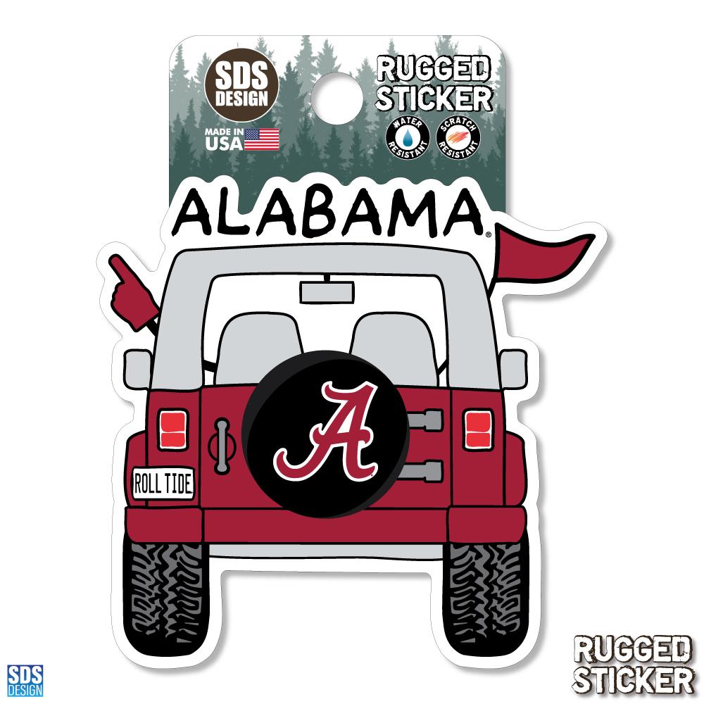 Alabama Cartoon Jeep 3.25" Decal