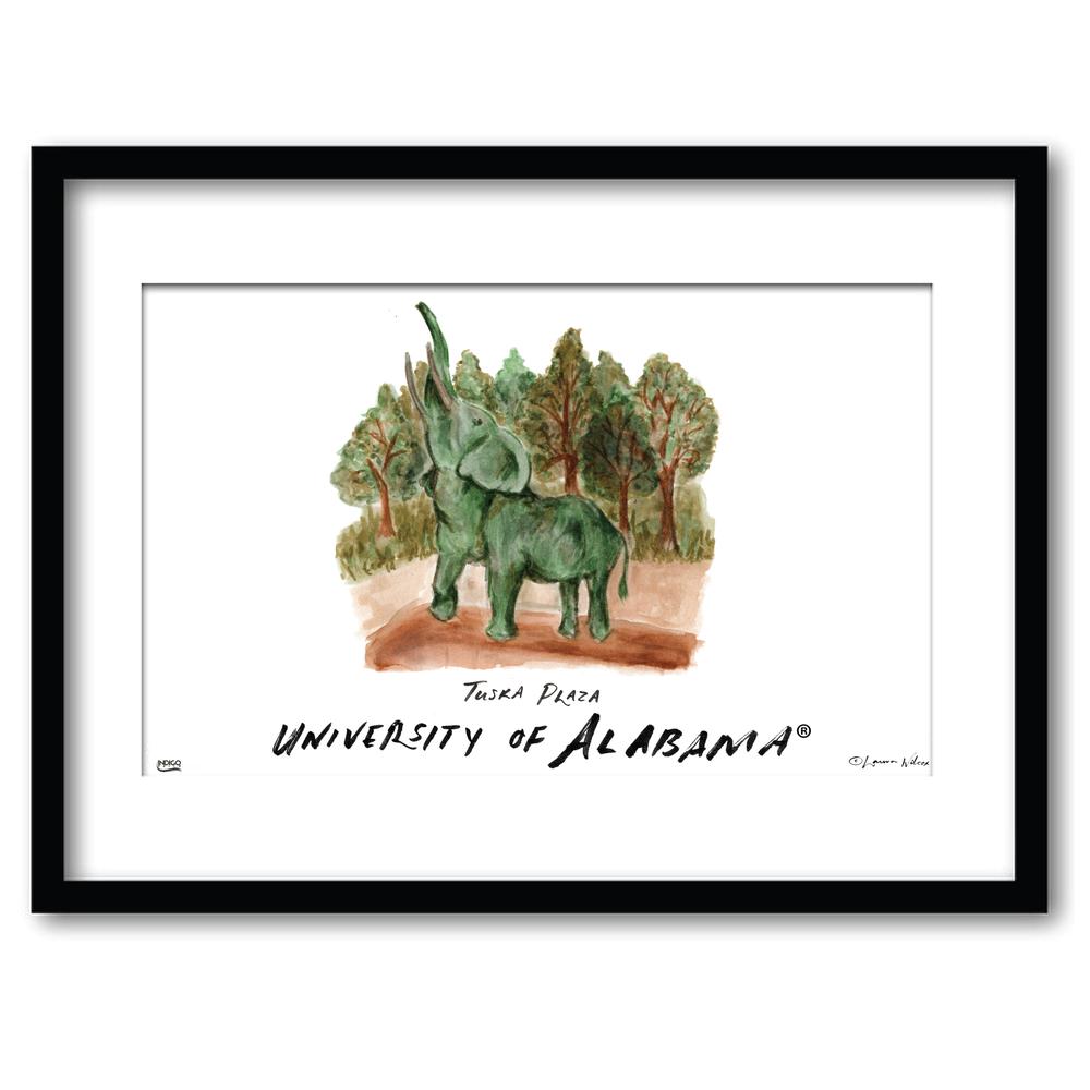 Alabama Tuska Plaza Matted Watercolor Framed Wall Art 11"x14" by Laura Wilcox