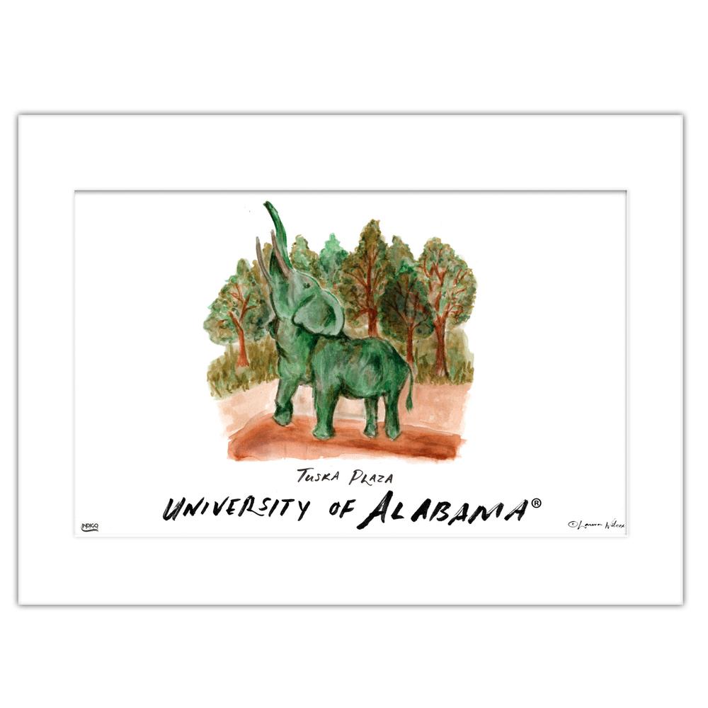 Alabama Tuska Plaza Matted Watercolor Wall Art 16"x20" by Laura Wilcox