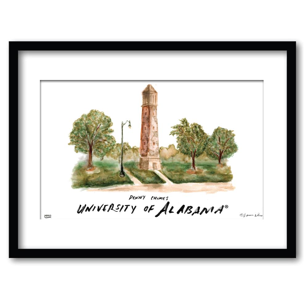 Alabama Denny Chimes Matted Watercolor Framed Wall Art 11"x14" by Laura Wilcox