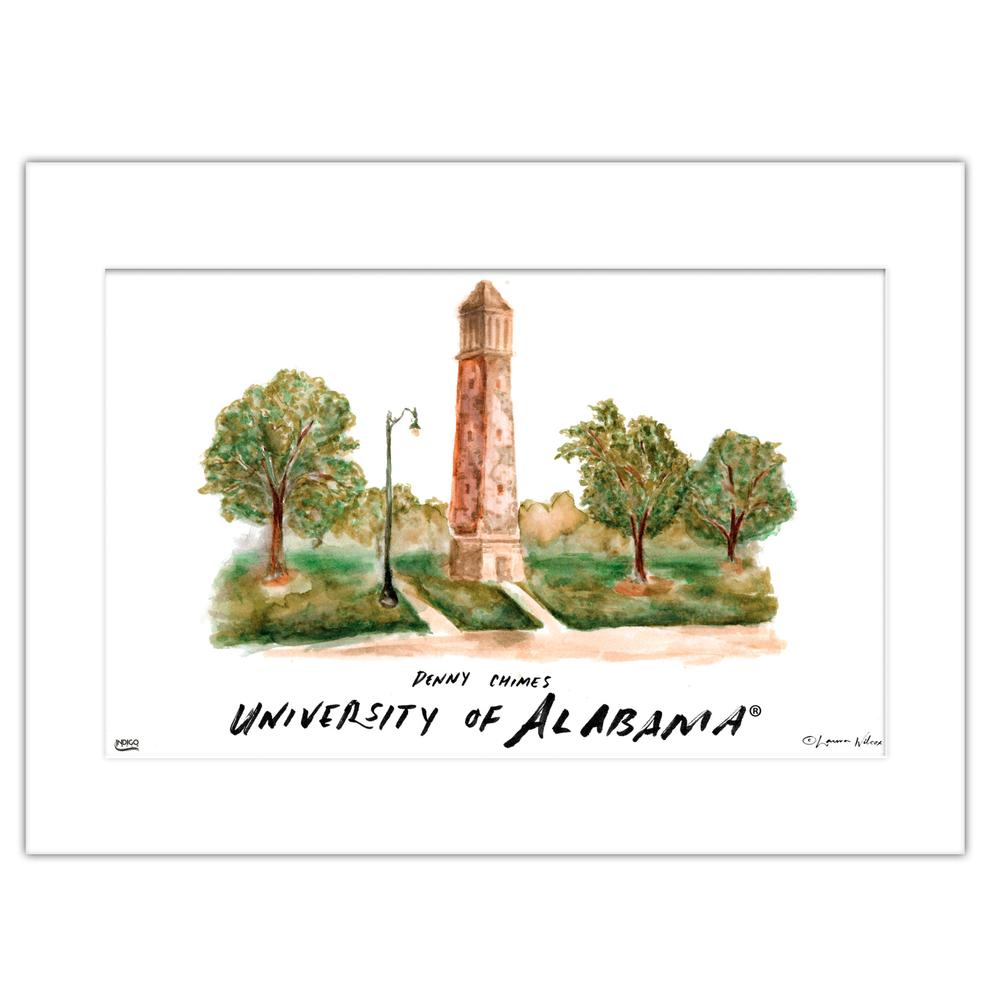 Alabama Denny Chimes Matted Watercolor Wall Art 11"x14" by Laura Wilcox