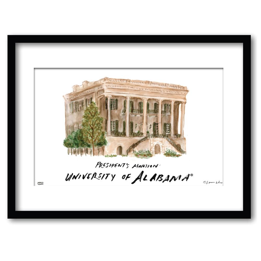 Alabama President's Mansion Matted Watercolor Framed Wall Art 11"x14" by Laura Wilcox