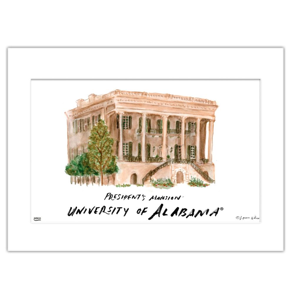 Alabama President's Mansion Matted Watercolor Wall Art 16"x20" by Laura Wilcox
