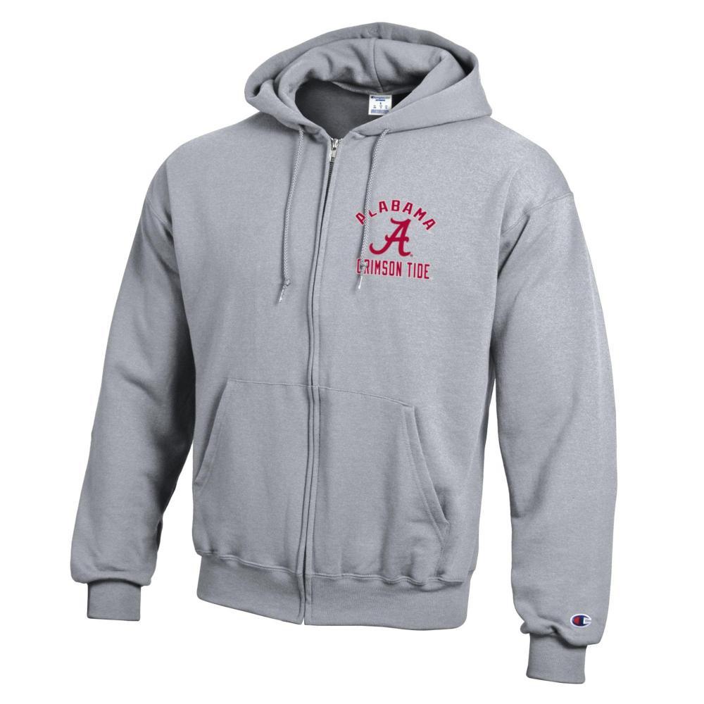 Alabama Champion Left Chest Screen Full Zip Hoodie
